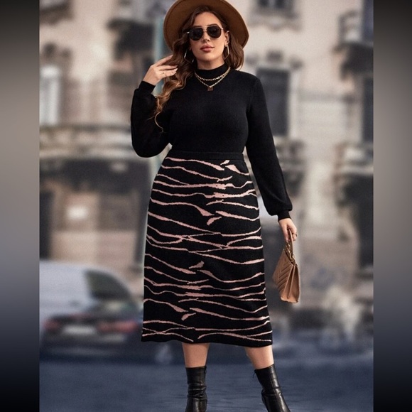 Elegant Black and Pink Patterned Skirt - Picture 2 of 4